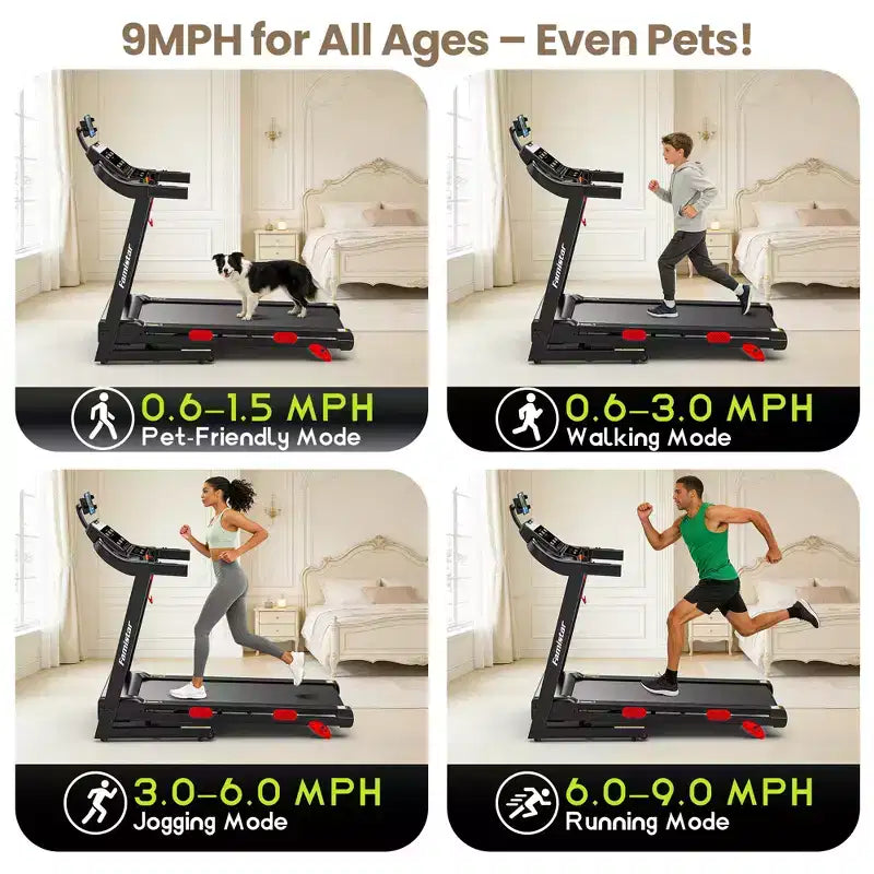 Folding Treadmills Clearance with 3.75HP Powerful Motor, 10% Manual Incline Electric Running Machine with Smart App Control, Extra Wide Running Belt