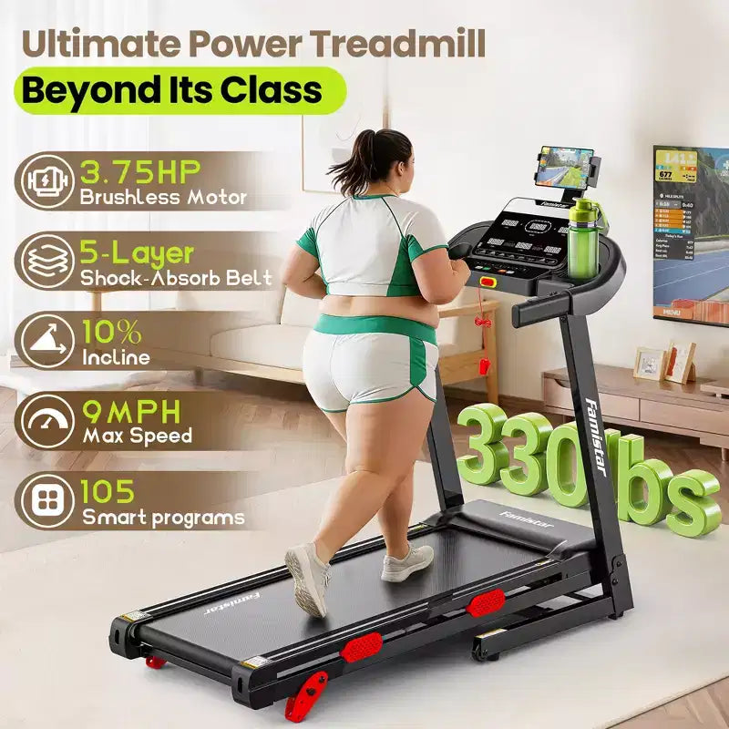 Offerta lampo Tapis Roulant - Tapis roulant pieghevole da 3,75 HP con altoparlante, doppie modalità di controllo: console e controllo tramite app, ampio display, 105 programmi, 14,5 km/h, nero