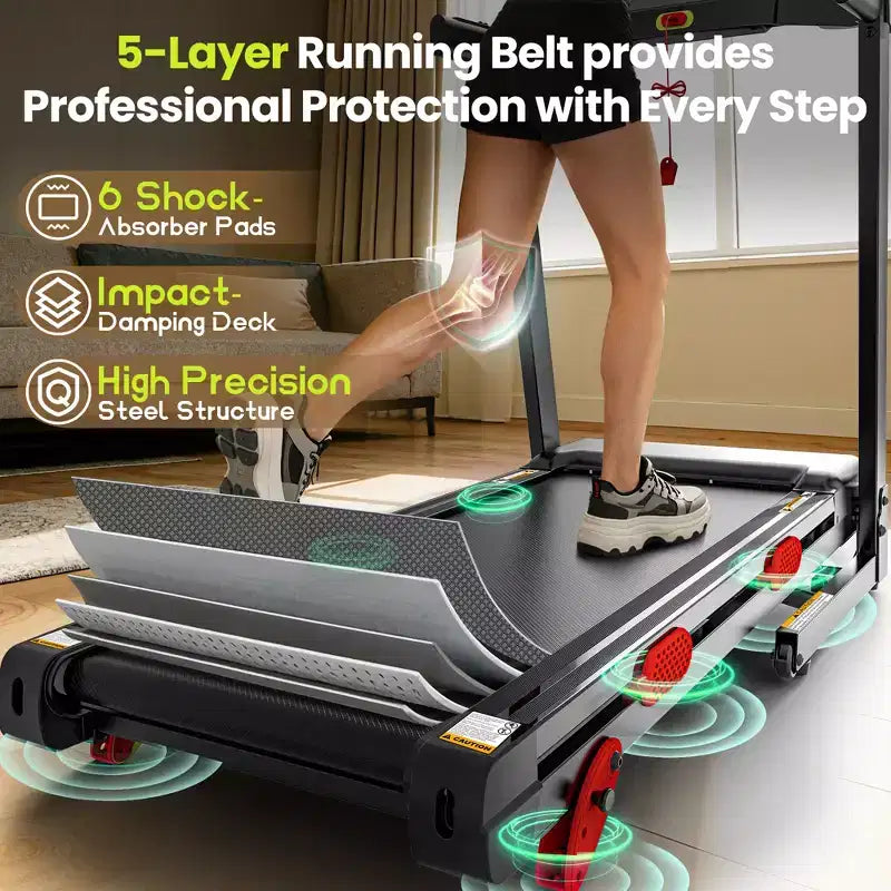4 in-1 Folding Treadmill with 3.75HP Motor, 10% Manual Incline, Smart App Control, 320 lbs Capacity, Home Fitness Running Machine