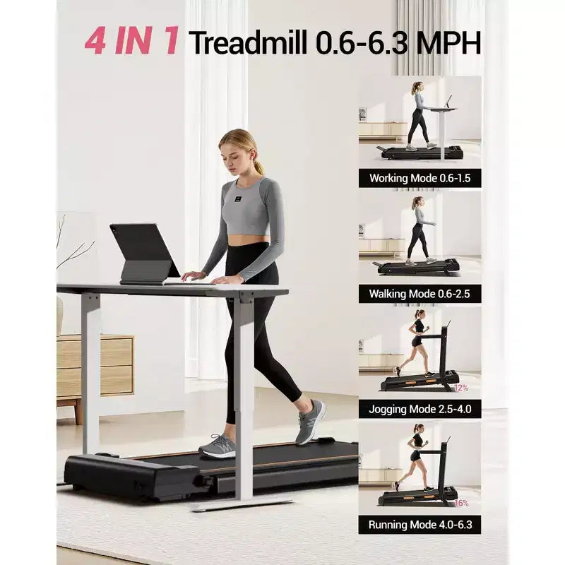 Tapis Roulant 3 in 1 con Inclinazione al 16%, Tapis Roulant Pieghevole con Maniglia, Tapis Roulant Portatile per Casa Piccolo, Capacità 100 kg