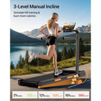 Tapis Roulant 3 in 1 con Inclinazione al 16%, Tapis Roulant Pieghevole con Maniglia, Tapis Roulant Portatile per Casa Piccolo, Capacità 100 kg