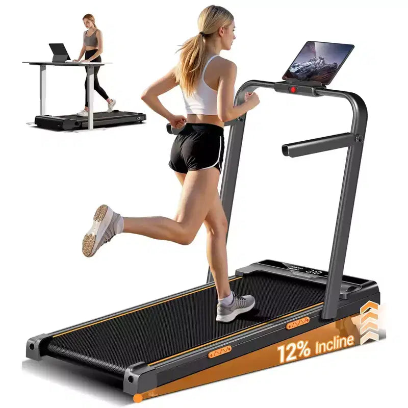 Tapis Roulant 3 in 1 con Inclinazione al 16%, Tapis Roulant Pieghevole con Maniglia, Tapis Roulant Portatile per Casa Piccolo, Capacità 100 kg