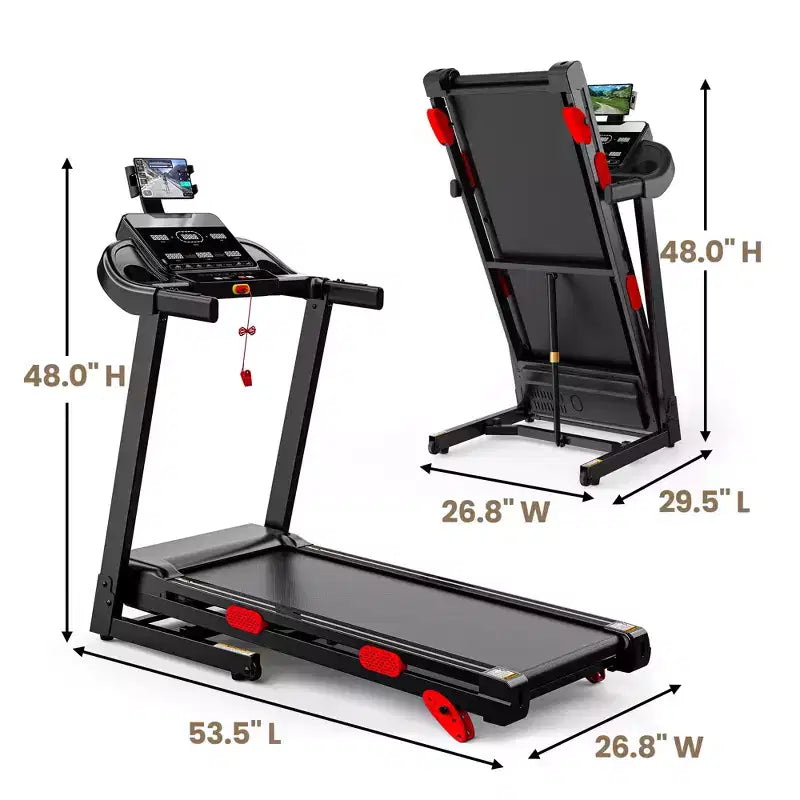 Smart Folding Treadmill for All Ages & Pets, 3.75HP Brushless Motor Running Machine, 10% Incline, 330lb Capacity, Quiet Home Gym Equipment
