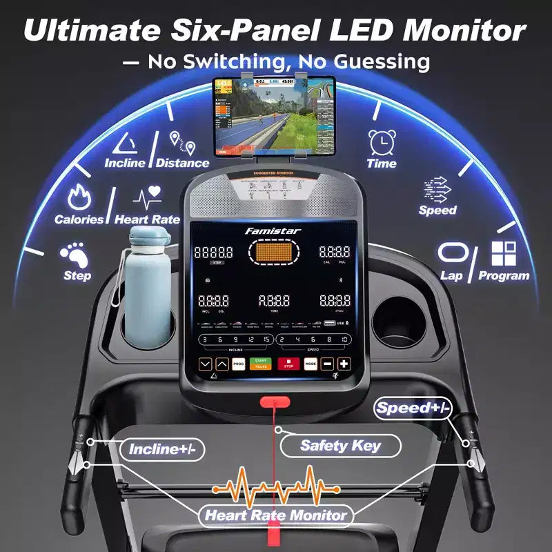 Home Treadmill with 5.0HP Brushless Motor, 400 lbs Capacity, 020% Auto Incline & App Connectivity
