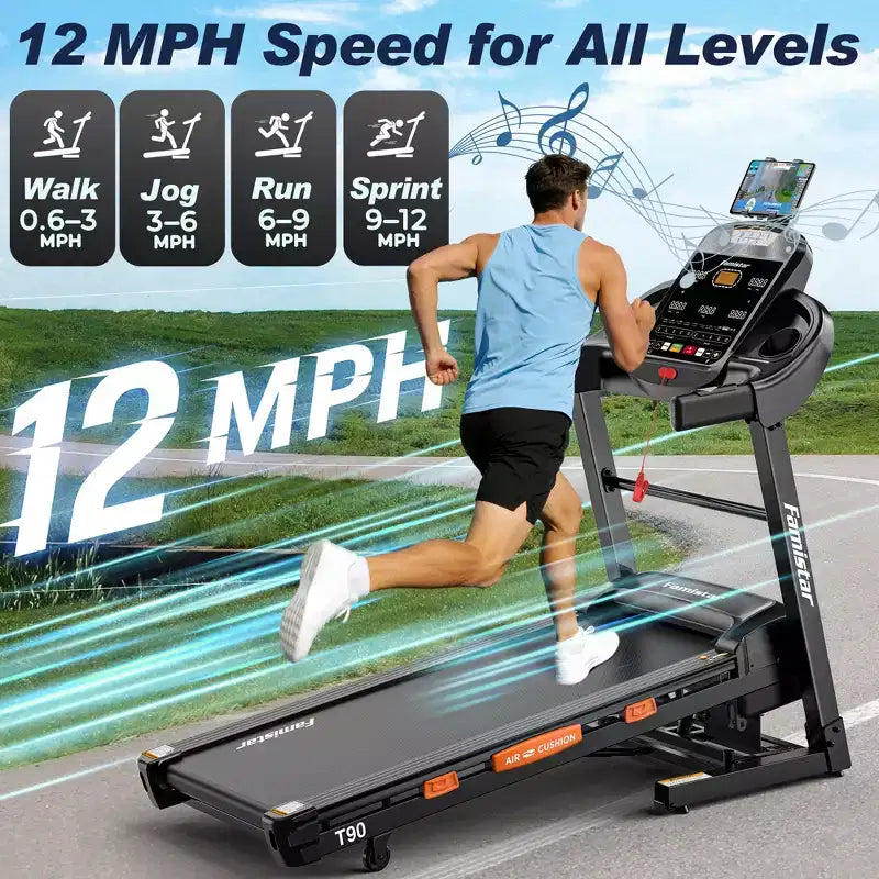 Home Treadmill with 5.0HP Brushless Motor, 400 lbs Capacity, 020% Auto Incline & App Connectivity