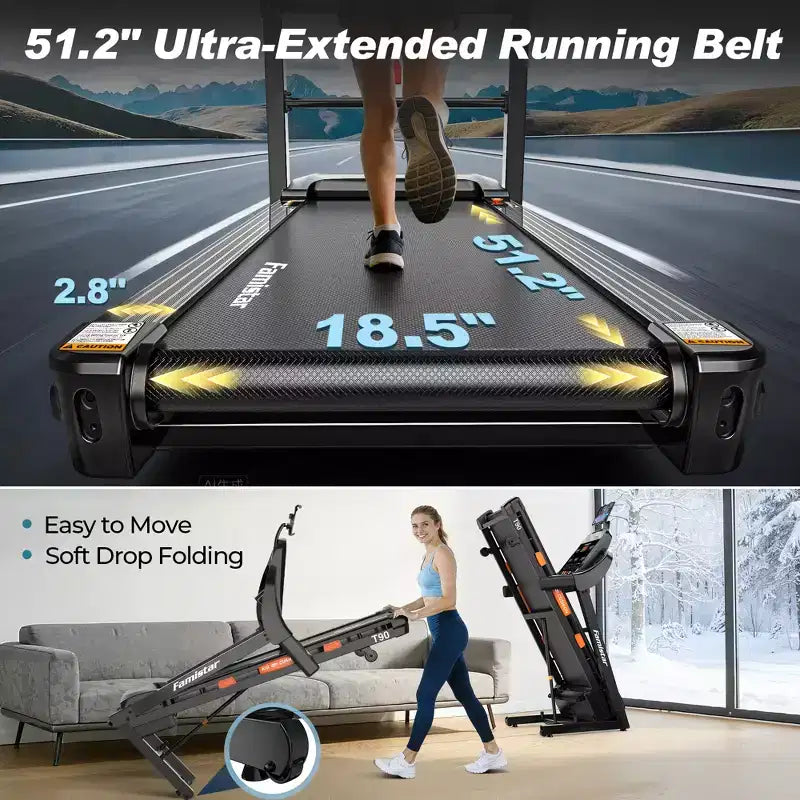 Home Treadmill with 5.0HP Brushless Motor, 400 lbs Capacity, 020% Auto Incline & App Connectivity