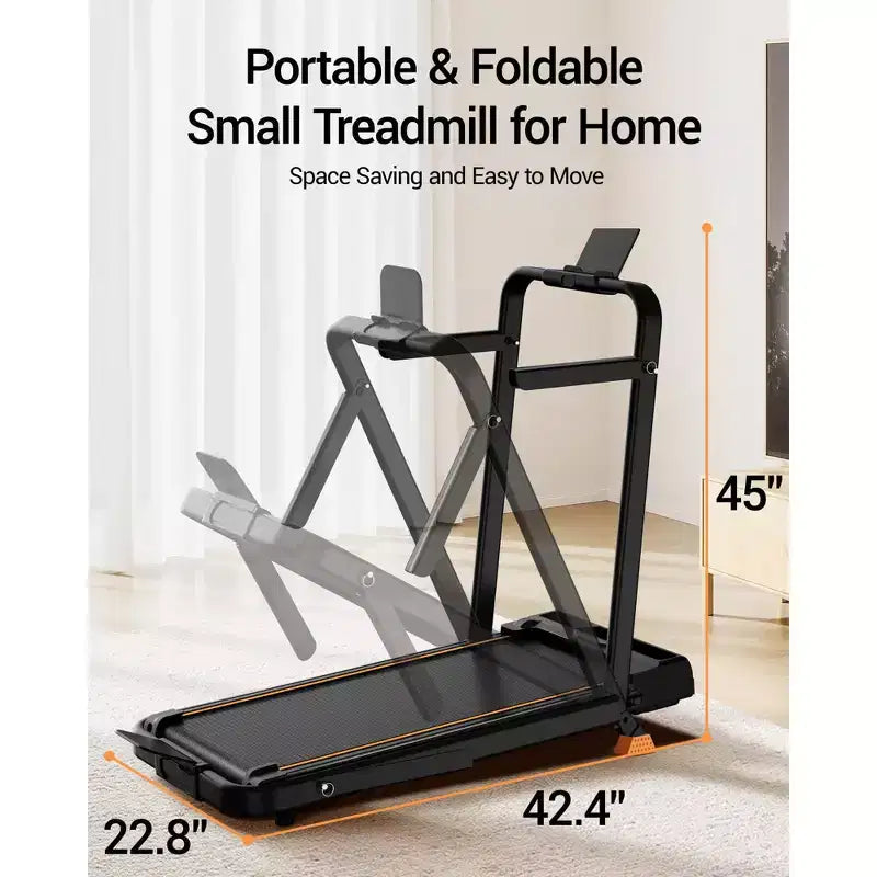 Tapis roulant pieghevole 4 in 1 con maniglia, tapis roulant da scrivania inclinabile al 14% per la casa, motore brushless silenzioso da 2,5 HP