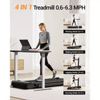 Tapis roulant pieghevole 4 in 1 con maniglia, tapis roulant da scrivania inclinabile al 14% per la casa, motore brushless silenzioso da 2,5 HP