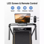 Tapis roulant pieghevole 4 in 1 con maniglia, tapis roulant da scrivania inclinabile al 14% per la casa, motore brushless silenzioso da 2,5 HP