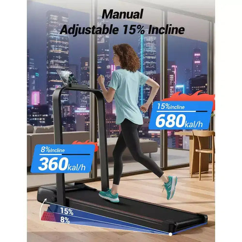 Tapis roulant Incline Walking Pad con manubrio al 15% - Tapis roulant pieghevole silenzioso da 2,5 HP per casa/ufficio, tapis roulant portatile sotto scrivania con capacità di 100 kg