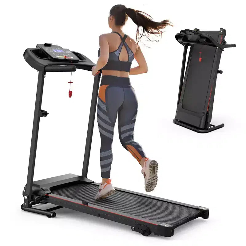 NAYSAYE Foldable Incline Treadmill, Walking Running Machine with Heart Rate Monitor & Cup Holder for Home Gym, Black, 48.62*25.19*46.65