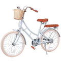 NAYSAYE Girls Beach Cruiser Bike with Front Basket & Sturdy Steel Frame for Comfortable Outdoor City Commute, Blue, 58.39*24.53*36.93