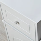 Shoe Storage Bench with PU Cushion and Movable Drawer