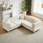 81.5 Chesterfield Chenille L-Shaped Corner Sectional Sofa with Tufted Backrest