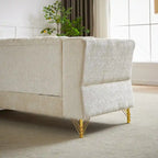 81.5 Chesterfield Chenille L-Shaped Corner Sectional Sofa with Tufted Backrest