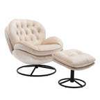 Beige Modern 31.7 Swivel Accent Chair with Ottoman