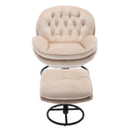 Beige Modern 31.7 Swivel Accent Chair with Ottoman