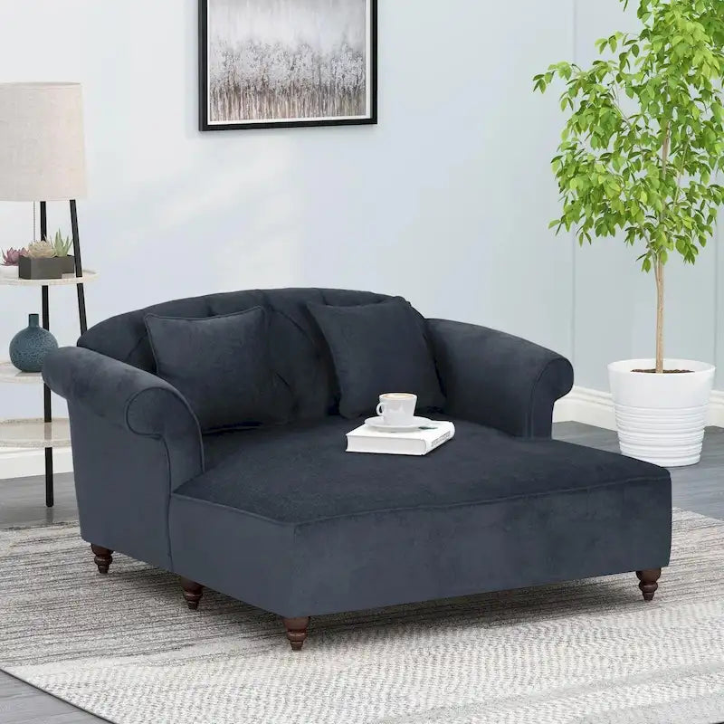 Chaise longue imbottita a 2 posti da 66 pollici con gambe in betulla