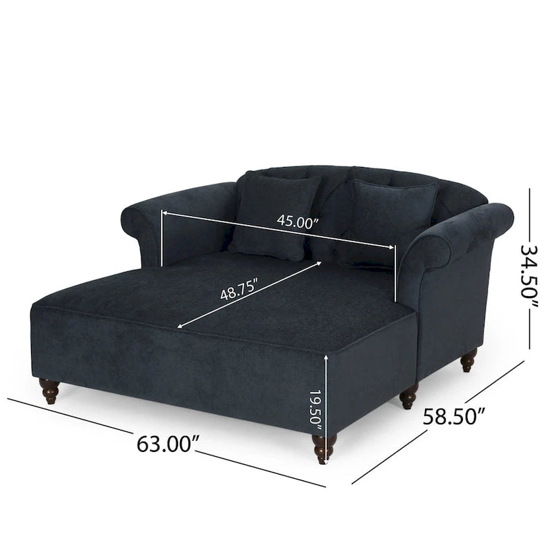 Chaise longue imbottita a 2 posti da 66 pollici con gambe in betulla