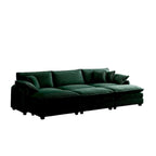 6-piece Corduroy Upholstered Modular Sleeper Sectional Sofa with 3 Removable Ottoman and 5 Pillows, Free Combination