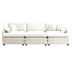 6-piece Corduroy Upholstered Modular Sleeper Sectional Sofa with 3 Removable Ottoman and 5 Pillows, Free Combination
