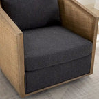Carbon Black 30.12 Upholstered 360 Swivel Barrel Chair with Sturdy Hardwood Frame