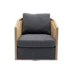 Carbon Black 30.12 Upholstered 360 Swivel Barrel Chair with Sturdy Hardwood Frame