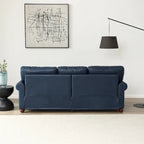 Classic 83 PU Leather Upholstered 3-Seater Sofa with Bottom Storage Box and Nailhead Decoration