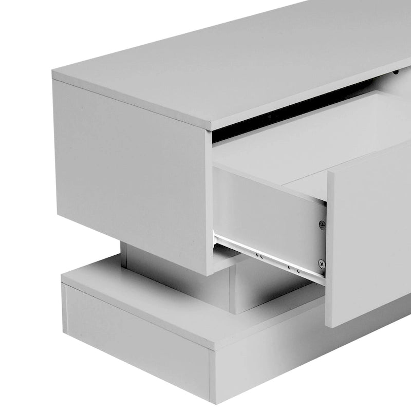 Mobile TV bianco da 63" con cassetti e luci LED, per TV fino a 65"