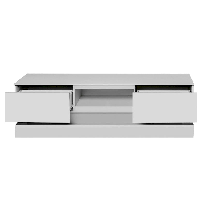 Mobile TV bianco da 63" con cassetti e luci LED, per TV fino a 65"