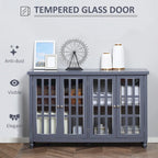 Modern Sideboard Buffet Cabinet with Tempered Glass Doors and Adjustable Shelves