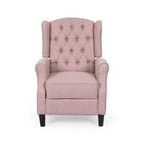 Modern Wingback Push-Back Recliner with Footrest, Button-tufted, Birch Legs