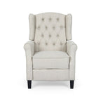 Modern Wingback Push-Back Recliner with Footrest, Button-tufted, Birch Legs