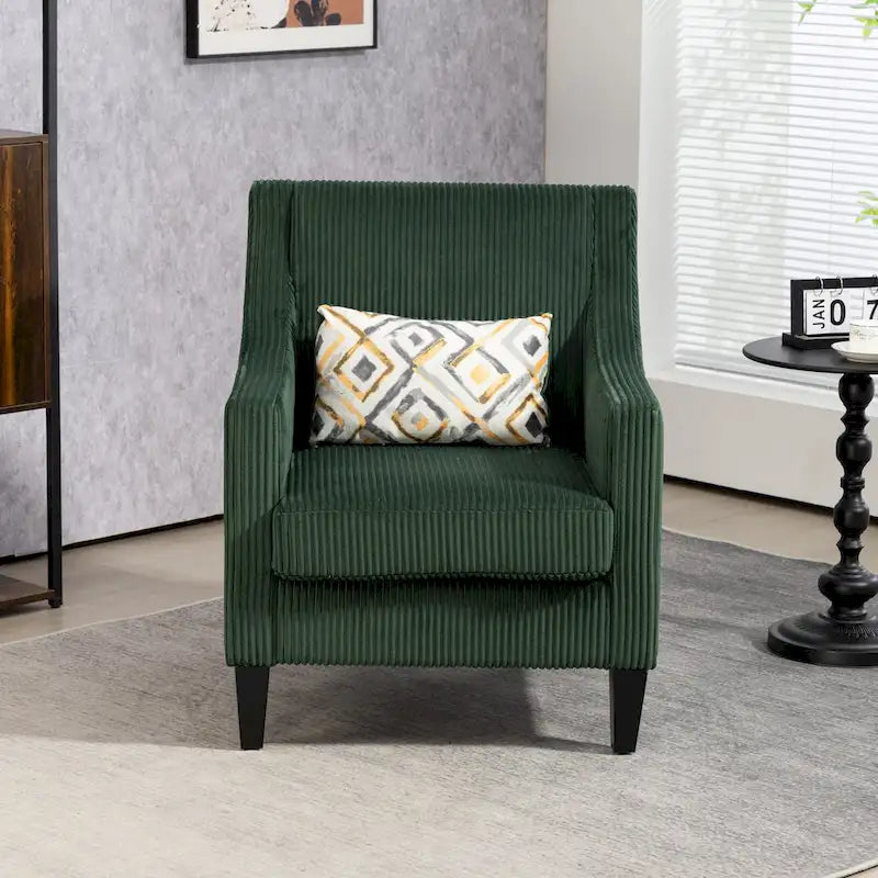 Emerald 26.77 Upholstered Arm Chair with Scooped Arms and Rubber Wood Legs