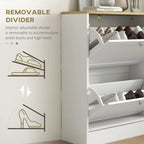 Slim Shoe Cabinet for Entryway, Hidden Shoe Storage Cabinet with 2 Flip Drawers and Adjustable Shelves for 12 Pairs of Shoes