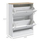 Slim Shoe Cabinet for Entryway, Hidden Shoe Storage Cabinet with 2 Flip Drawers and Adjustable Shelves for 12 Pairs of Shoes