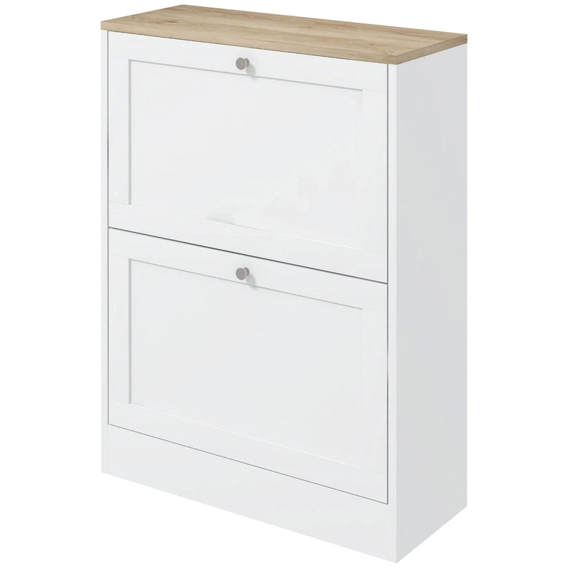 Slim Shoe Cabinet for Entryway, Hidden Shoe Storage Cabinet with 2 Flip Drawers and Adjustable Shelves for 12 Pairs of Shoes