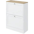 Slim Shoe Cabinet for Entryway, Hidden Shoe Storage Cabinet with 2 Flip Drawers and Adjustable Shelves for 12 Pairs of Shoes