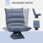 Swivel Floor Chair with Back Support, Microfiber Adjustable Video Gaming Chair for Reading, Lounging, Meditating, Gray