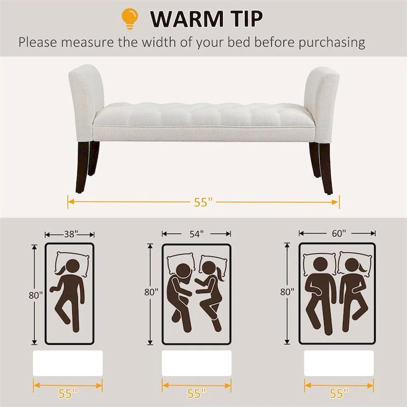 End of Bed Bench with Button Tufted Design,Upholstered Entryway Bench