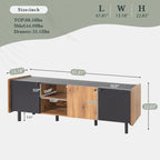 Mid Century TV Stand with 3 Cabinets, Media Console Table for TVs up to 70, Entertainment Center with Storage
