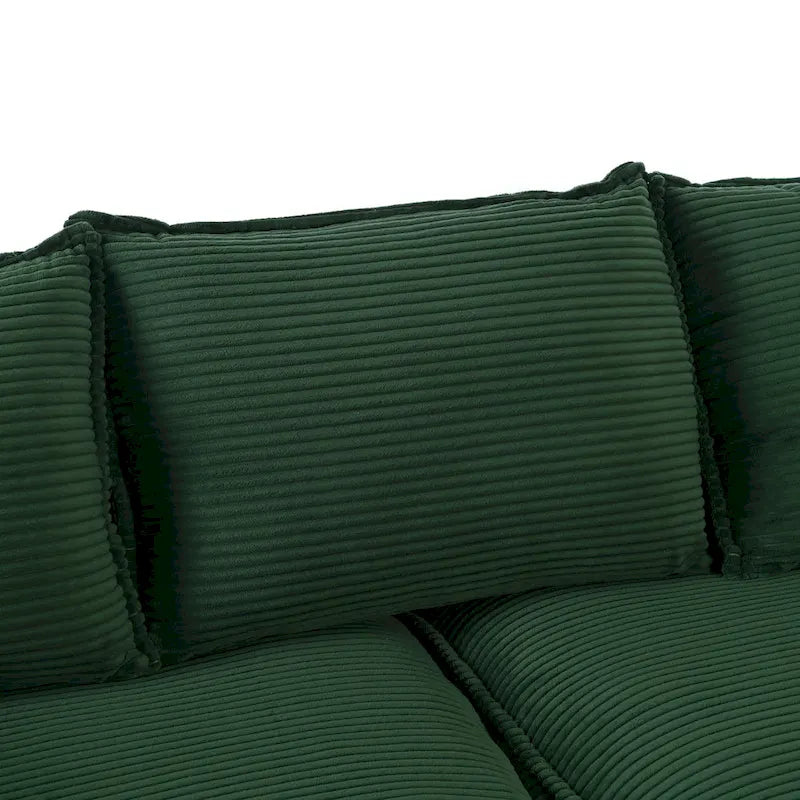 85.4 Modern Curved Sofa, Back Upholstered Couch with 2 Decorative Throw Pillows, Corduroy Fabric Couch