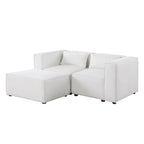 Divano in ciniglia con gambe e pouf