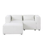 Divano in ciniglia con gambe e pouf