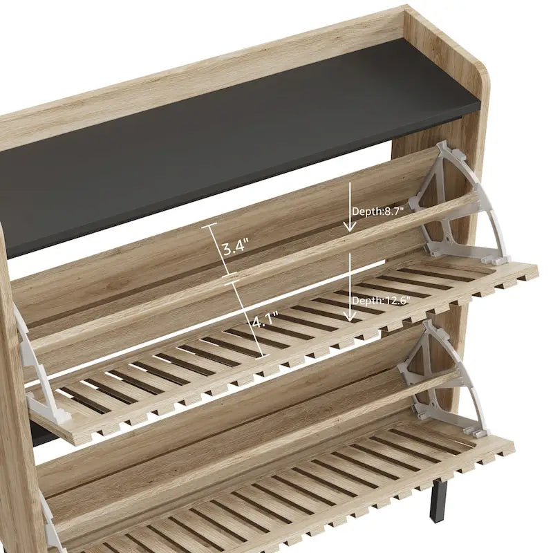 Contemporary Shoe Storage Cabinet With Two Flip Doors, Simple Assembly