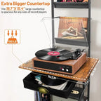 Record Player Stand with Vinyl Storage - 13.8 L x 11.8W x 56.7 H