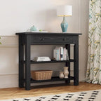 36 Farmhouse Solid Wood Console Table with Drawers and 2 Shelves