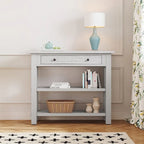 36 Farmhouse Solid Wood Console Table with Drawers and 2 Shelves