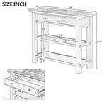 36 Farmhouse Solid Wood Console Table with Drawers and 2 Shelves