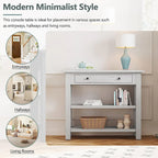 36 Farmhouse Solid Wood Console Table with Drawers and 2 Shelves